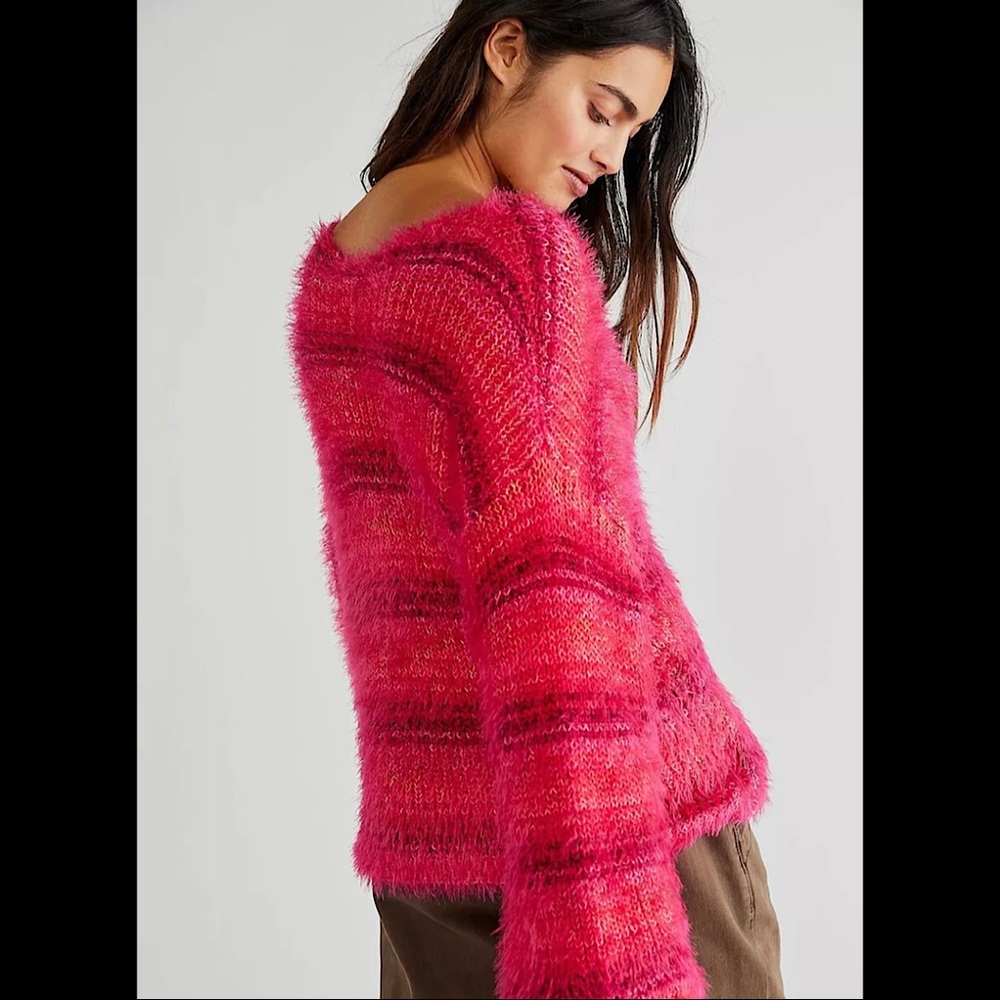 NWT Free People Gelato Pullover - Size XS - Pink Star Combo